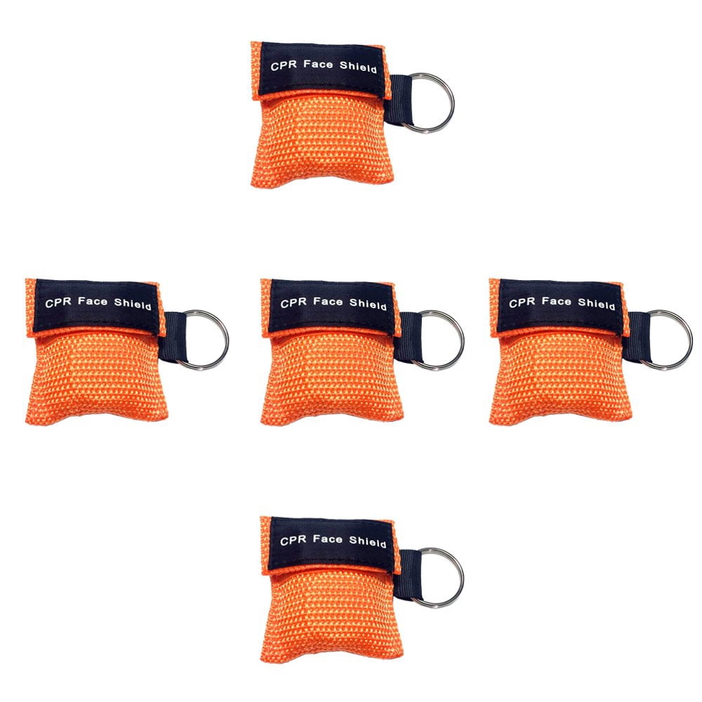 5 PCS CPR First Aid Masks One-way Keychain Kits Portable Emergency Kits (Orange)