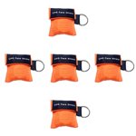 5 PCS CPR First Aid Masks One-way Keychain Kits Portable Emergency Kits (Orange)