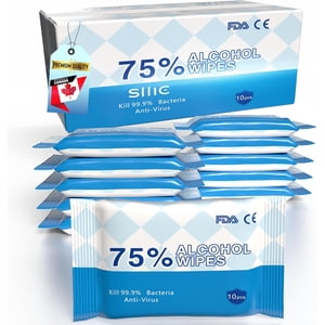 Sllic® - 10 Boîtes - Désinfectant Wet Wipes - Tout-Publié - 75% Essuie-alcool - Nettoyer & Sanitiser les surfaces & Peau - Sans danger pour la peau - Séchage rapide & Formule non sticky - Sans parfum - 10Packs/100 Essuie-glaces