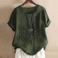 thumbnail image 2 of Chemise à Manches Longues pour Femmes Été Décontracté Col Rond Manches Courtes Imprimé Chemise Ample Hauts d'Été pour Femmes Coupe Ample Hauts à Manches Courtes pour Femmes, 2 of 5