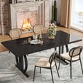 thumbnail image 4 of Tribesigns Dining Table for 4-6 People, 63-Inch Black Rectangular Wood Kitchen Table with Strong Metal Frame, Modern Industrial Dining Table Farmhouse Dinner Table for Home Kitchen Dining Room, 4 of 9