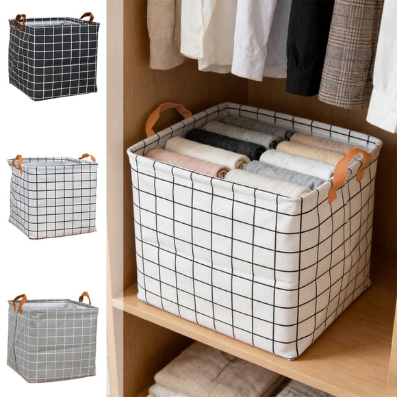 Bowayaoa Linen Storage Basket with Handles, Foldable Shelf Basket for Nursery, Bedroom Organization, Decorative Bin for Clothes, Toys, or Towels