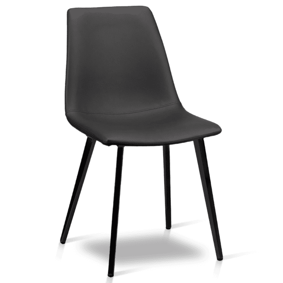 Bouclair Chaise de Salle à Manger en Similicuir Noir et Métal
