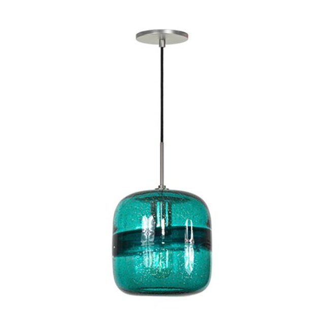 Jesco Éclairage PD407-TEBN 8 Po. Nickel Brossé Mini Suspension de Plafond en Turquoise