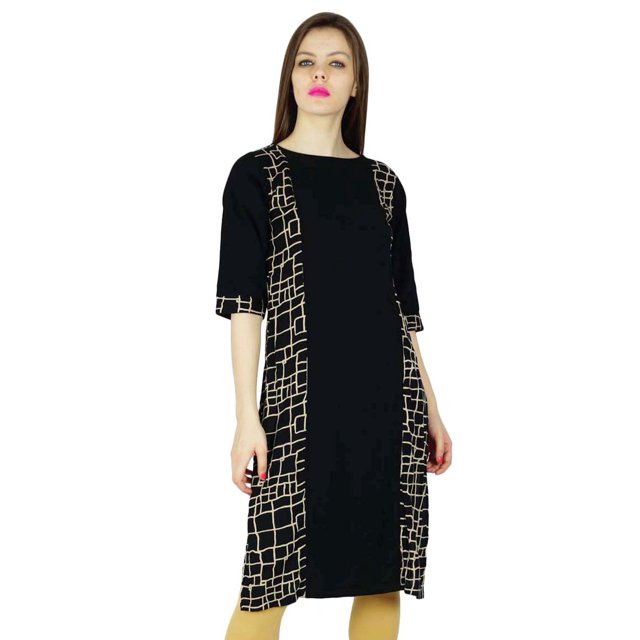 Phagun Kurta Indienne pour Femmes Kurti Ethnique de Designer Haut Imprimé en Rayonne Tunique Robe