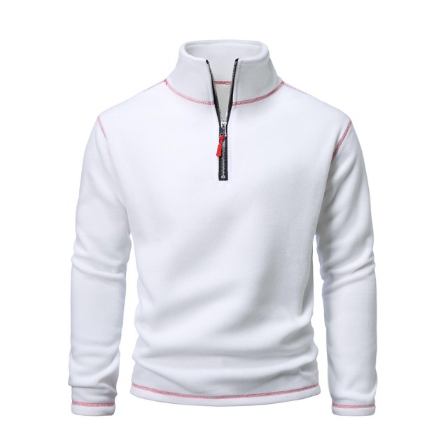 Ediodpoh Chandail à Col Roulé pour Homme Chaud Automne et Hiver Double avec Couleur Manteau à Fermeture Éclair Chandails pour Homme Blanc TTG