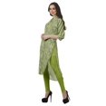 thumbnail image 4 of Moomaya Printed Straight Hem Kurta Tunic For Women Mandarin Collar Kurti Summer Wear, 4 of 6