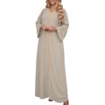 thumbnail image 1 of Robe Abaya Musulmane Femme, Caftan à Col en V, Robe de Prière Islamique, Robe Brodée Effet Bronzage, Robe Longue de Soirée pour les Fêtes, 1 of 6