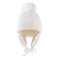 thumbnail image 1 of Children Winter Hat Thick Solid Color Head Ear Protection Plush Ball Decor Lace Up Windproof Elastic Cold Resistant Unisex Baby Cap Beanie Winter Accessories, 1 of 10