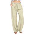 thumbnail image 1 of VEKDONE Womens Linen Long Pants Beige XXXL, 1 of 5