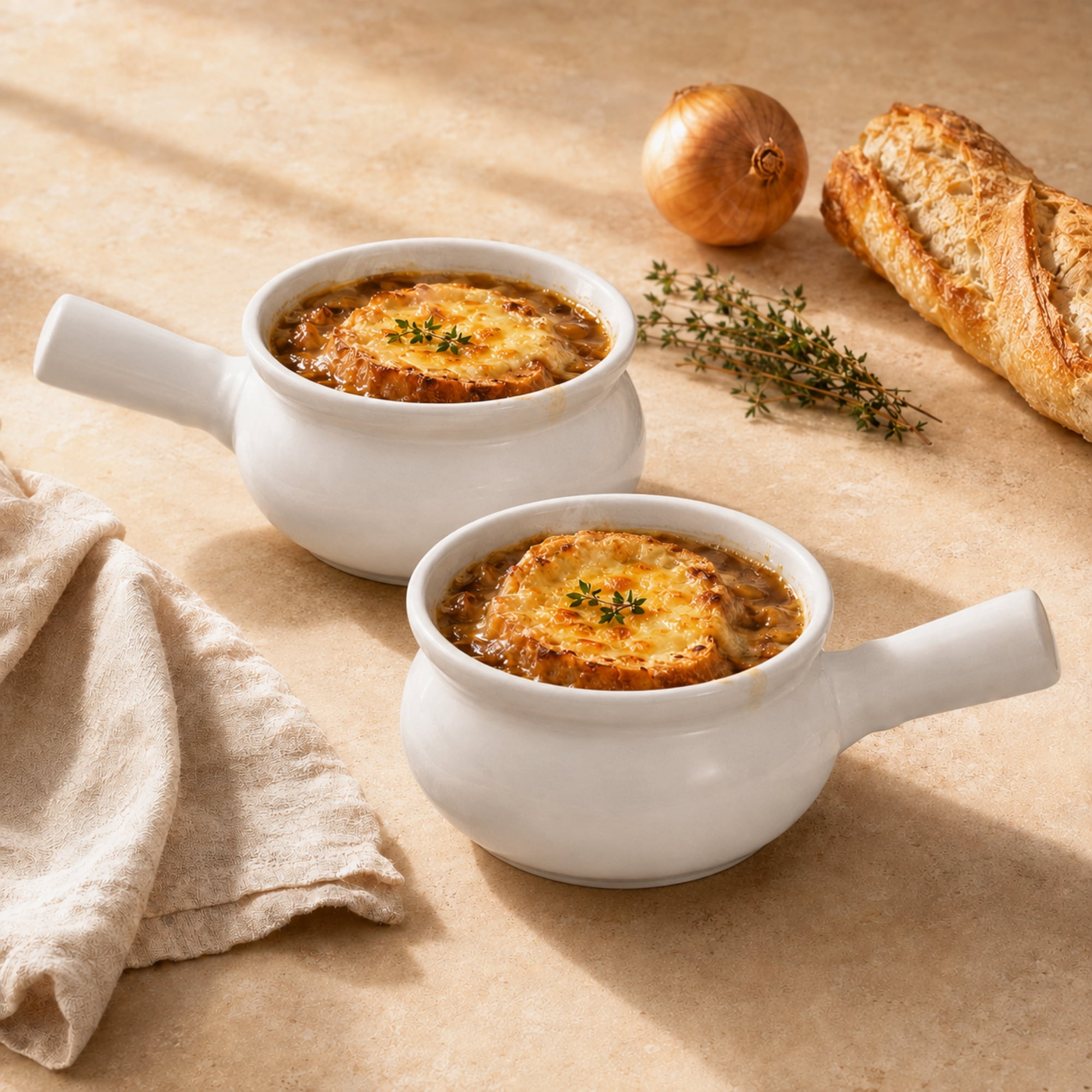 Starfrit Gourmet BISTRO Set of 2 Porcelain Onion Soup Bowls, 10 oz Capacity, White