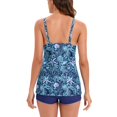 thumbnail image 2 of Bathing Suits,  Top Shorts Soft Breathable Tankini Printed  For Beach Pool Party Navy Blue,Pink Flower On Blue,Yellow Flower On Blue, 2 of 7