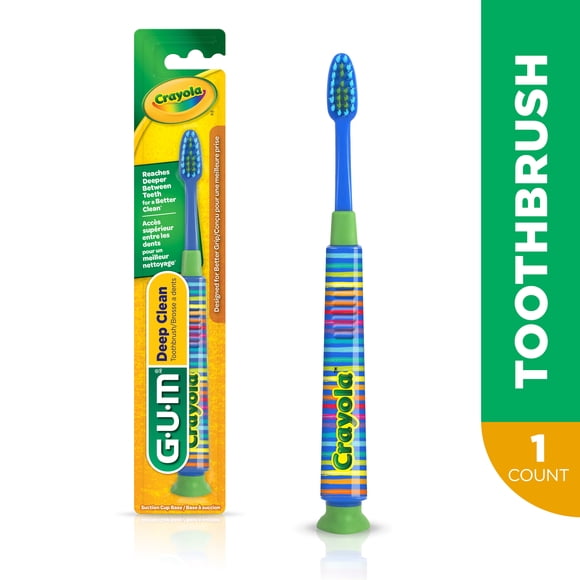 GUM® Crayola™ Kids' Deep Clean Toothbrush, Soft Bristles, Ages 5+, 1 Count