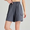 thumbnail image 4 of Styesk Shorts pour Femmes Femmes Été Mode Uni Décontracté Taille Élastique Demi-Short, 4 of 9