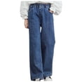 thumbnail image 1 of Birdeem Spring and Summer Cute Solid Girls Big Pocket Elastic Waist Comfy Full Length Pants Jeans, 1 of 12