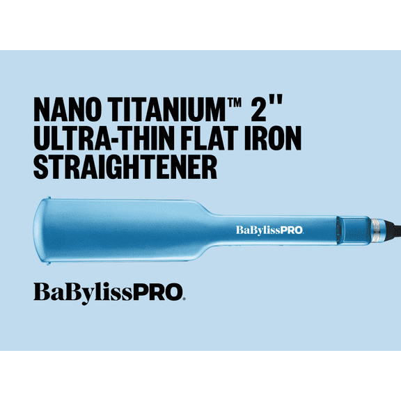 BabylissPRO Nano Titanium Sol‑gel Ultra Thin Flat Iron, 2 inch Plates, Blue, 1 Pk