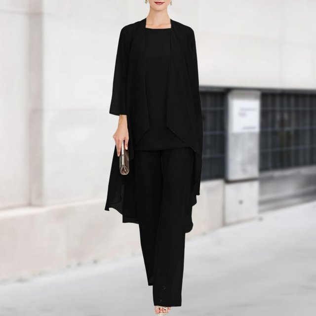 Ensemble de Robe 3 Pcs pour Femmes Basique en Chiffon Surdimensionné Tenue de Vacances (Marron S)