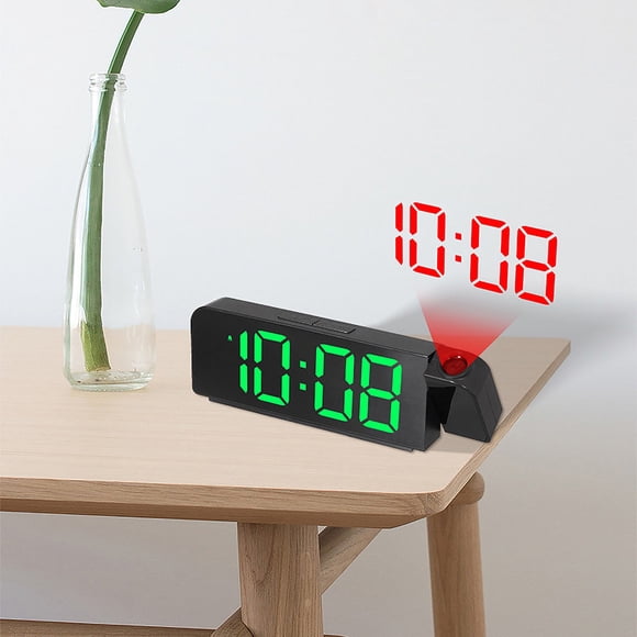 Dvkptbk Projection Alarm Clock for Bedroom LED Digital Clock Projection on Ceiling Wall with USB Charging Battery Backup180 Projector DimmerDual Bedside Clock