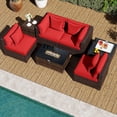 thumbnail image 4 of Costway Ensemble de Mobilier de Patio 7 Pcs Table de Foyer au Gaz 40 000 BTU Couvercle de Réservoir de Propane Table Mélange Brun + Rouge, 4 of 10