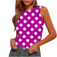 thumbnail image 1 of Plebaso Débardeurs d'Été pour Femmes Slim Imprimé Sans Manches Col Rond Tee-Shirts Froncés Blouses Décontractées pour Femmes, 1 of 4