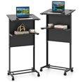 thumbnail image 1 of Costway 2 Pcs Pupitre Mobile Hauteur Réglable Chariot Roulant pour Ordinateur Portable Noir, 1 of 9