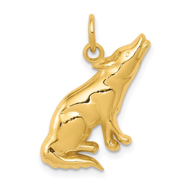 Charme Loup en Or Jaune 14K