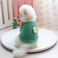 thumbnail image 3 of Dog Sweaters for Small Dogs Girl Daisy Style Plush  Neck Flowers Sweater cotton Pet Sweater Yellow, 3 of 6