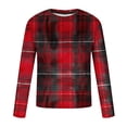thumbnail image 5 of YOIAVAIOY T-Shirts à Carreaux pour Hommes T-Shirts Graphiques Stylés Manches Longues Col Rond Hauts Tee Chandails Légers Blouses Rouge m, 5 of 5