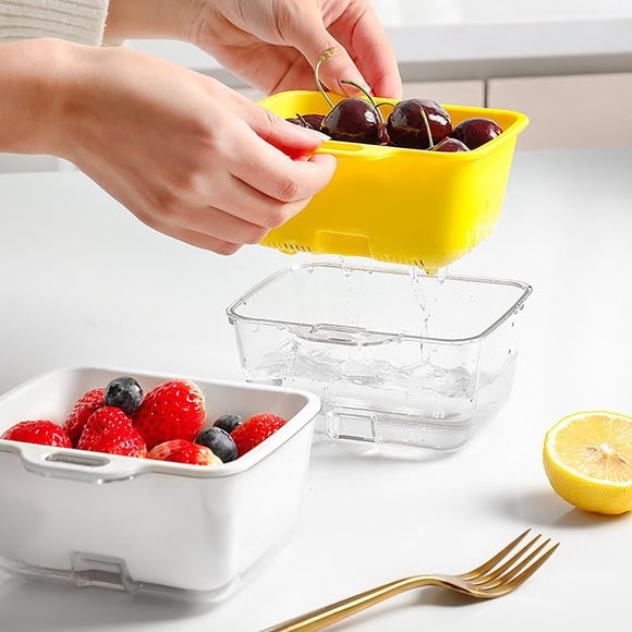 tumgatte 2023 Kitchen Household Double-layer Transparent Drainage Basket Kitchen Household Up to 60% off