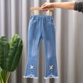 thumbnail image 3 of QIPOPIQ Jeans Ajustés à Taille Élastique pour Filles, Pantalon en Denim Simple Mode Déchiré 2-13 Ans Liquidation, 3 of 6
