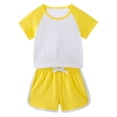 thumbnail image 1 of MKOSPLRT Workout Sets for Kid 12M-11Y Color Block Running Outfits Short Sleeve Raglan Shirts Drawstring Waist Track Shorts Sports Outfits, 1 of 4