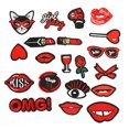 thumbnail image 2 of 20 Pcs Autocollants de Vêtements Rouges à Lèvres, Patchs Motif Lèvres, Patchs avec Colle pour Décoration de T-Shirts, Vêtements pour Filles, Gilets, Vestes, Chaussures, Blouses, 2 of 8