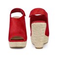 thumbnail image 4 of BLISSFUL STEP Sandales Espadrilles à Talons Hauts à Bout Ouvert pour Femmes Rouge 7, 4 of 5