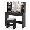 thumbnail image 2 of Costway Makeup Vanity Desk with Lighted Mirror Charging Station 3-Color Dimmable LED Lights Black, 2 of 9