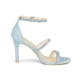 thumbnail image 3 of BLISSFUL STEP Women's Shoes Rhinestone Stiletto Heel Ankle Strap Sandals Sky Blue 8, 3 of 7