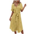 thumbnail image 2 of Robes pour Femmes 2024 Été Surdimensionnées Décontractées Printemps et Col en V Manches Trois-Quarts Robe Imprimée Rabais de 50 % Liquidation!, 2 of 8