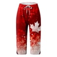 thumbnail image 4 of Women Fashionable And Comfortable Slim Fit Maple Leaf Pattern Mid Waist Cropped Pants Casual Pants for Women plus Size Casual Romper Pants for Women All Day Wear Womens Pants Casual Work Elastic Waist, 4 of 4