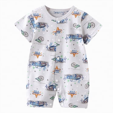 Gubotare Vêtements pour Bébé Garçon Bébés Garçons Filles Cache-Couche à Manches Courtes Barboteuse Combinaison 0 3 6 9 12 18 24 Mois (Bleu,0-6 Mois)