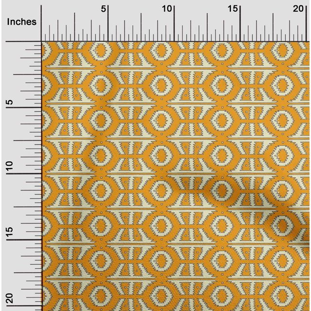 oneOone Cotton Poplin Fabric Geometric Block Print Fabric By Yard 42 Inch Wide