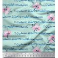 thumbnail image 1 of Soimoi Green Cotton Cambric Fabric Leaves & Ranunculus Floral Print Sewing Fabric Yard 56 Inch Wide, 1 of 3