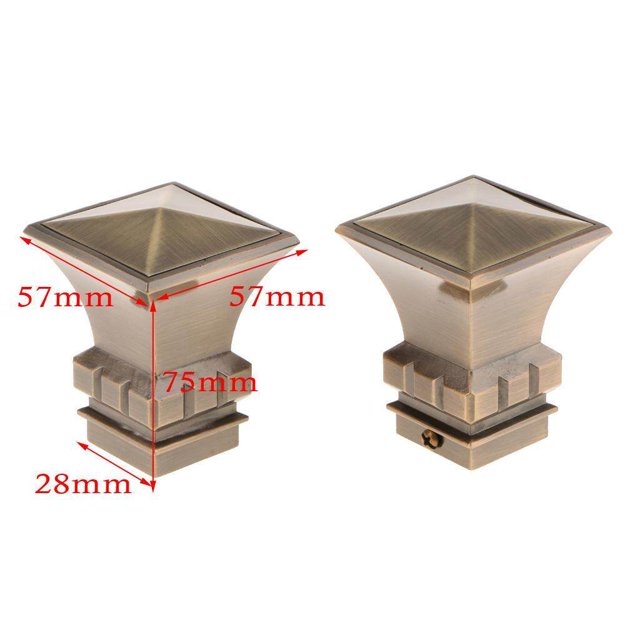 Langgg 2Pcs Curtain Rod Ends Head Window Treatment Hardware Drapery Head Window Treatment Pole Head for Dia. 28mm Rod Square Tower#Bronze