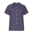thumbnail image 4 of asjyhkr Blouses for Women Button down Short Sleeve T Shirt Solid Color Fashion Summer Tops Solid Color, 4 of 5