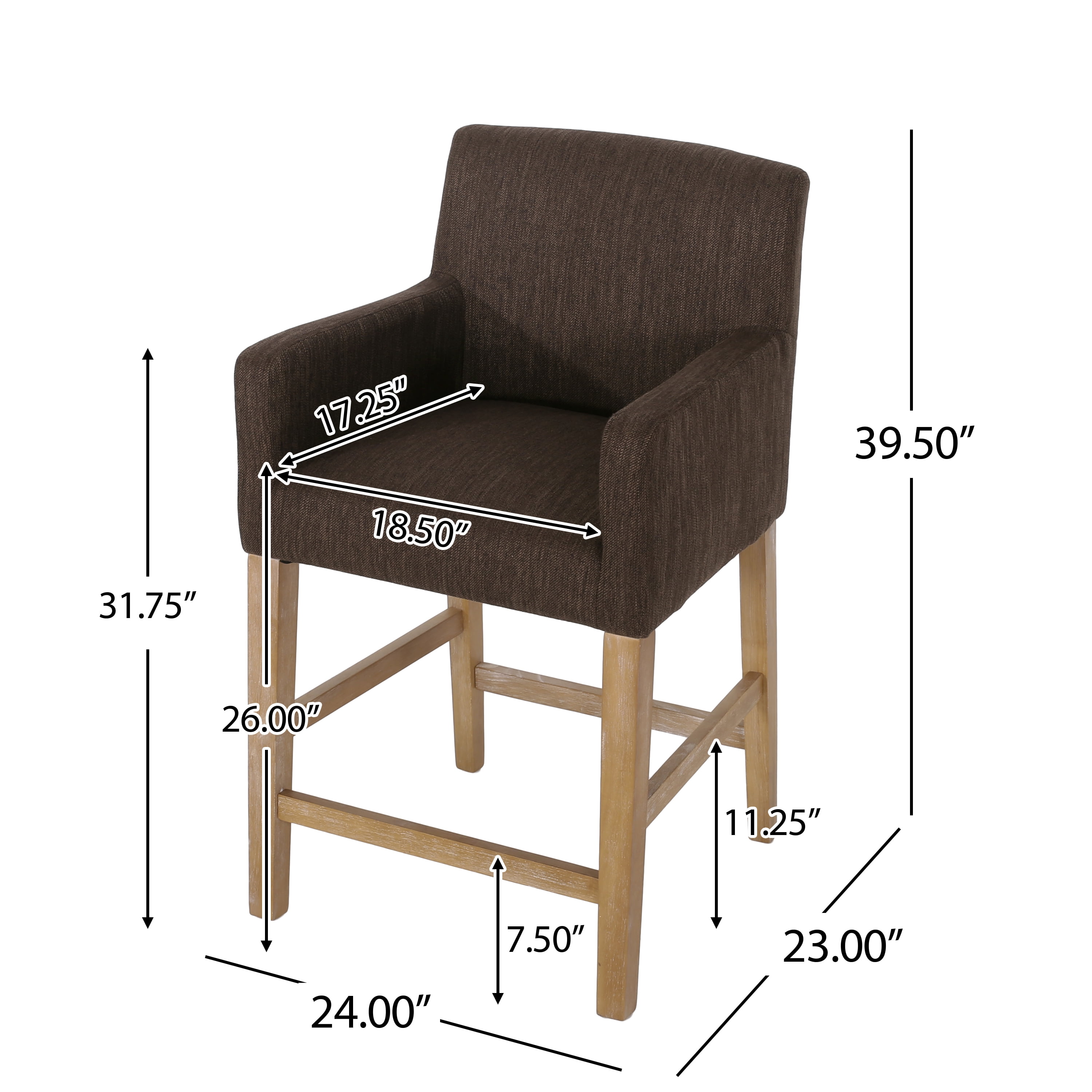 Tabouret de bar Noble House rembourré, hauteur 66 cm, brun (lot de 2)