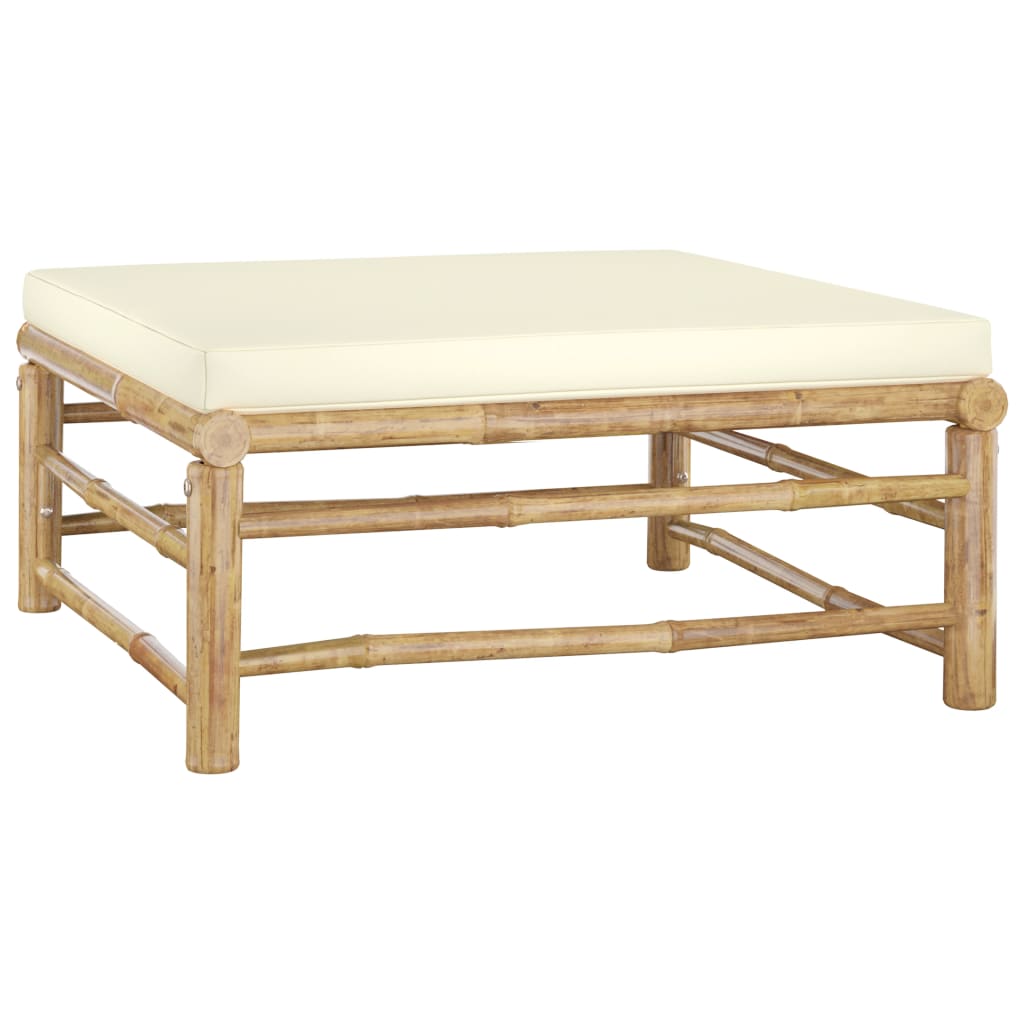vidaXL 6 Piece Garden Lounge Set with Cream White Cushions Bamboo