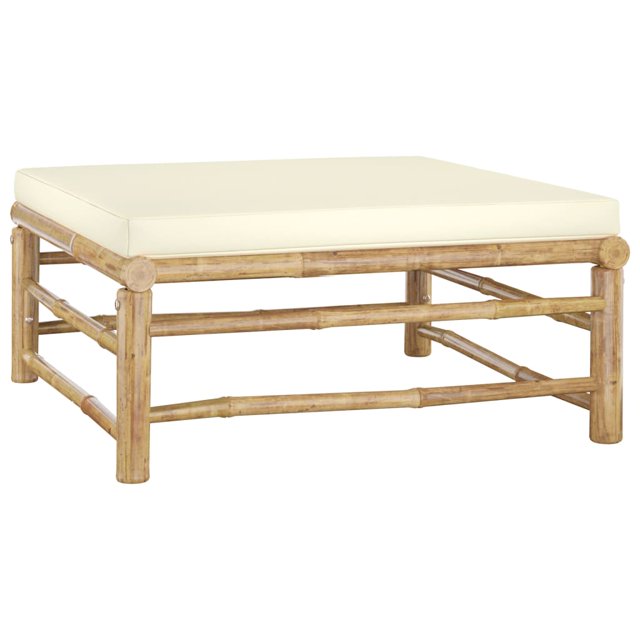 vidaXL 6 Piece Garden Lounge Set with Cream White Cushions Bamboo
