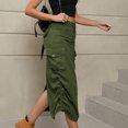 thumbnail image 5 of EGNMCR Robes de Fête pour Femmes Robe de Travail de Printemps et d'Été pour Femmes Jupe à Poches Jupe Décontractée Mi-Longue, 5 of 5