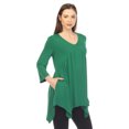 thumbnail image 2 of White Mark Tunique à Manches 3/4 pour Femmes, Taille Empire, Col en V, 2 of 6