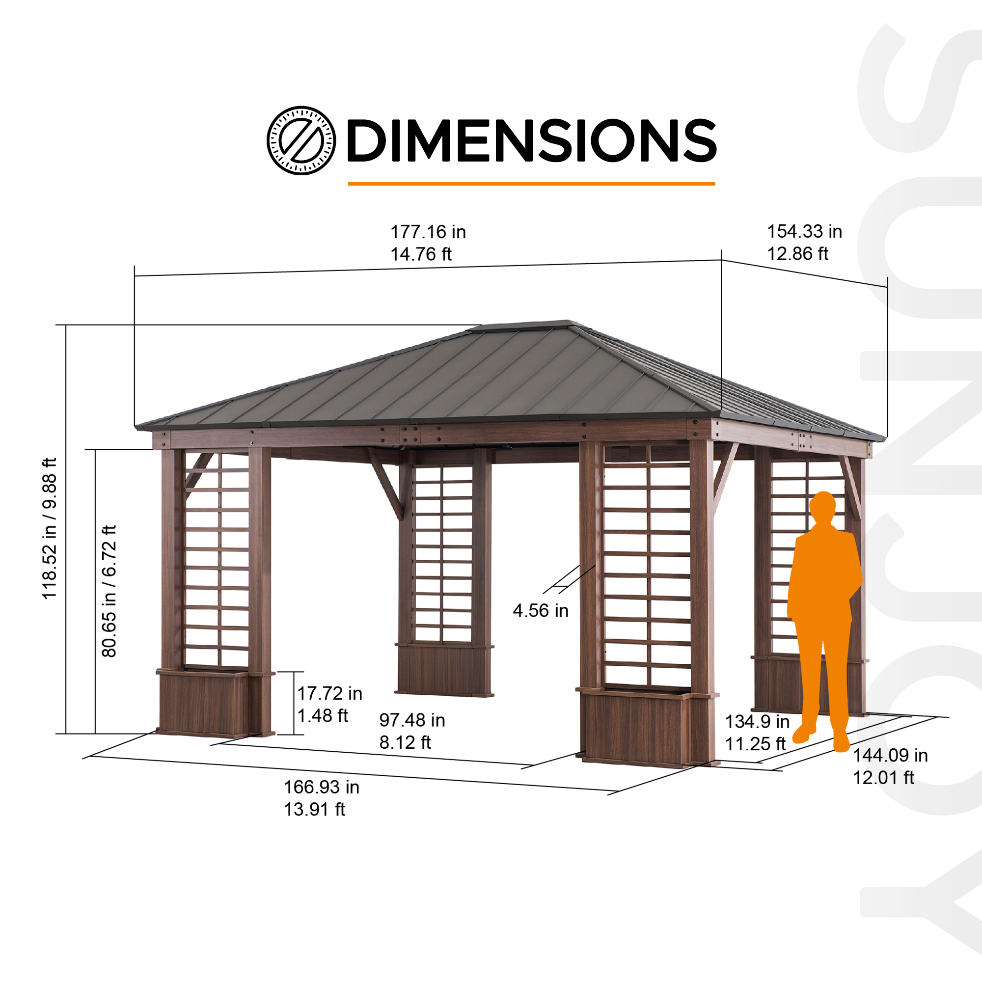 Sunjoy 13.3 ft. x 14.8 ft. Outdoor Metal Hardtop Gazebo
