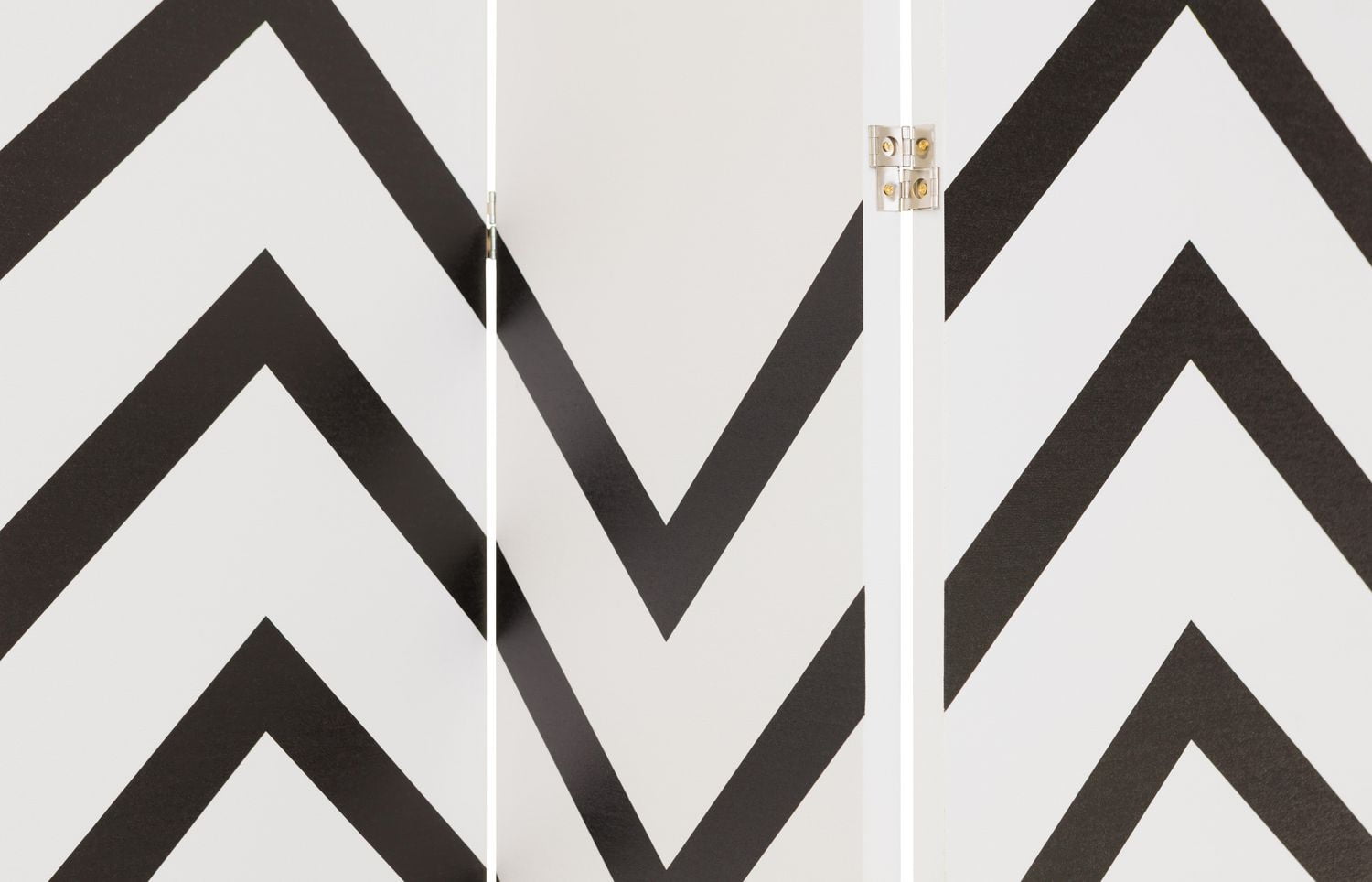kieragrace Stockholm Danielsson Room Divider – 47” by 71”, Three Panel, White with Black Zigzag