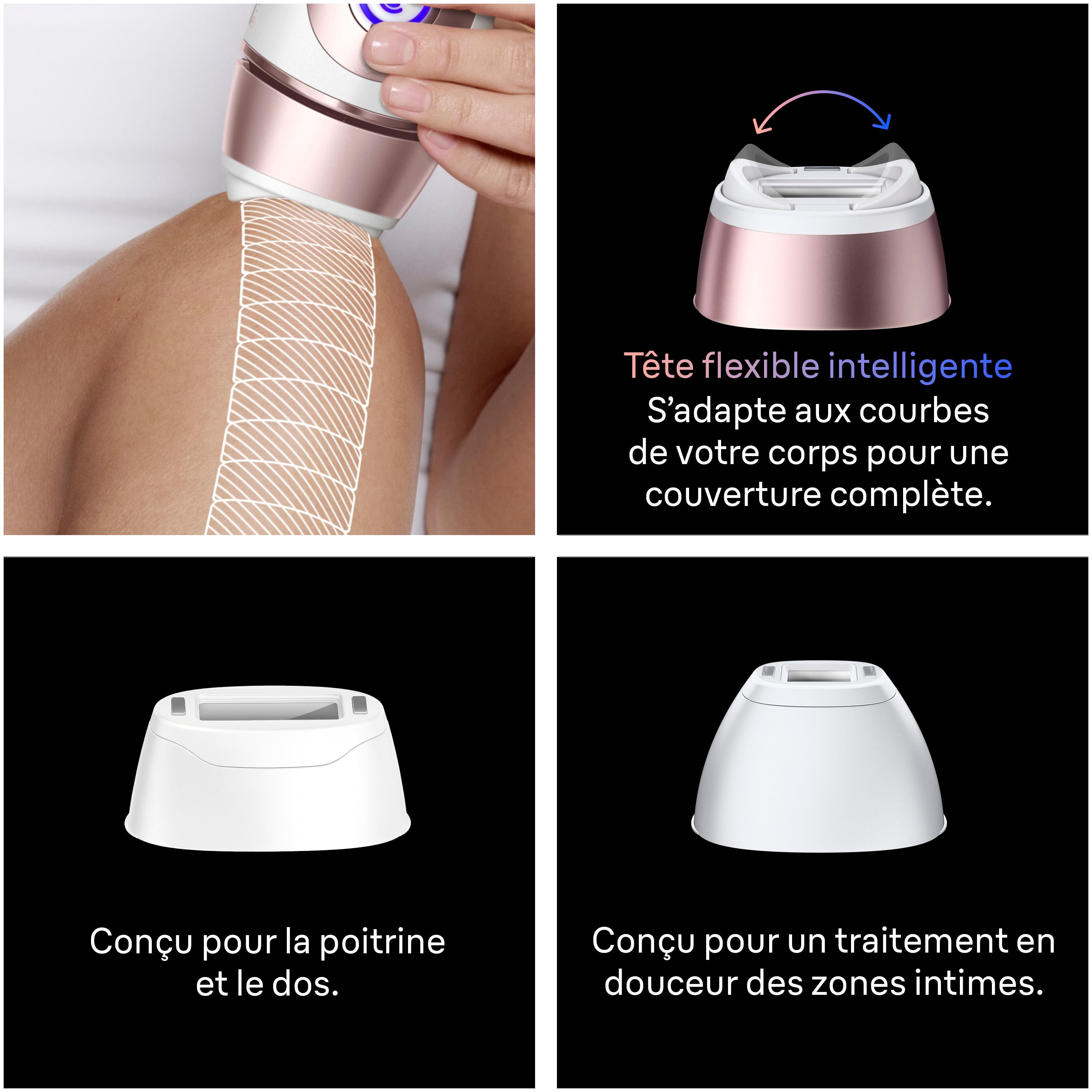 Système d’épilation à domicile Braun Peau i-expert, technologie LIP intelligente, PL7243, pour femmes et hommes, avec application, avec étui haut de gamme, 3 têtes, rasoir Venus